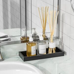Bathroom Tray Countertop for Toiletries, Black Vanity Tray.